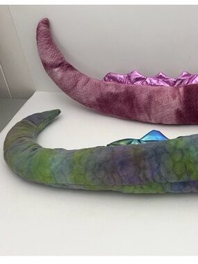 Dan Dee Collectors Plush Pink & Green Wearable Dragon Dinosaur Tail Set of 2